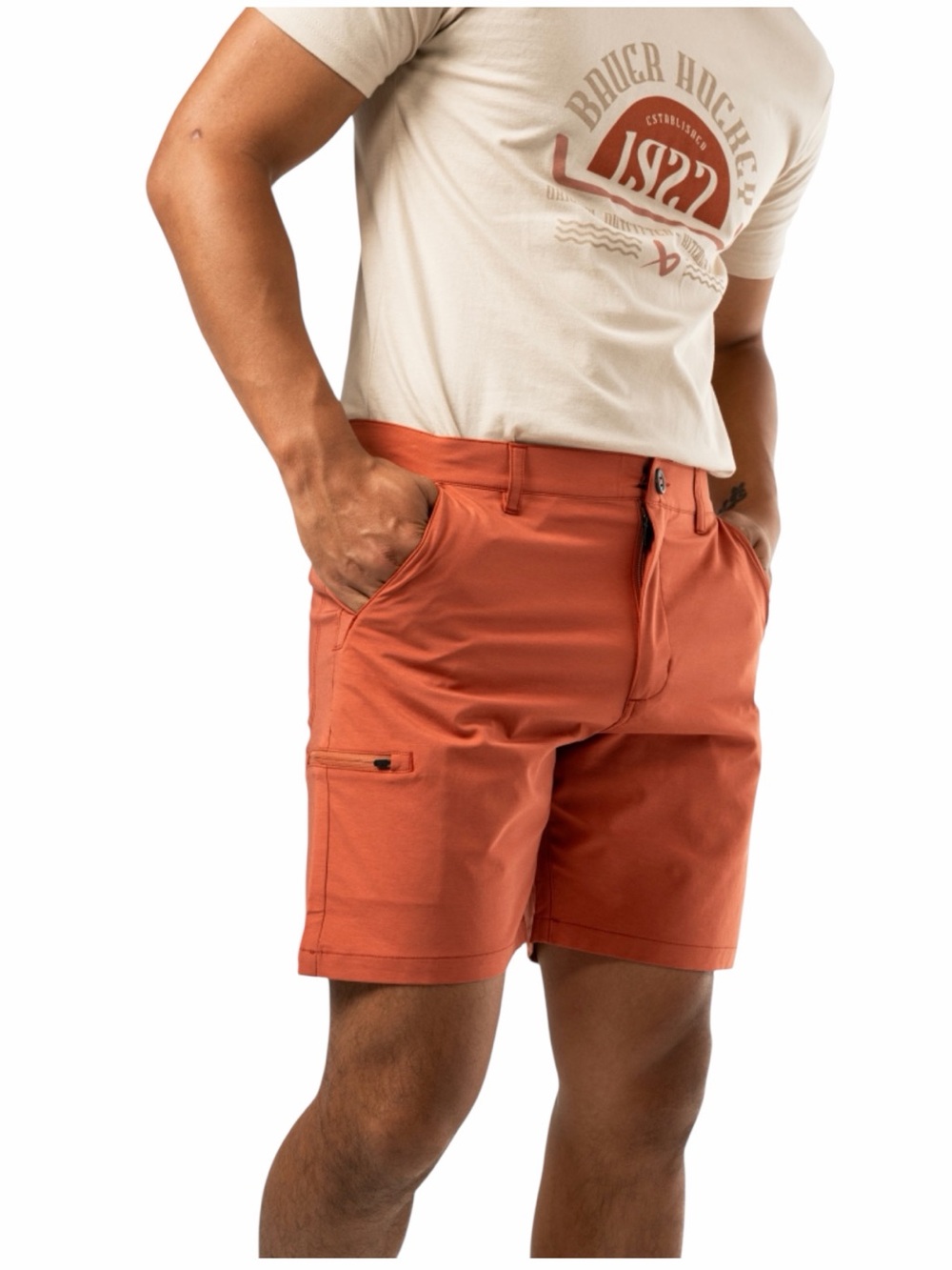 NWT: Bauer Men's 7” Walking Shorts, Brick Color, Size 38